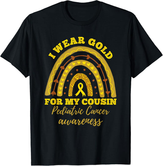 I Wear Gold For My Cousin Pediatric Cancer Awareness T-Shirt - T-Shirt | Black