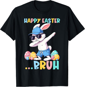 Bruh Meme Easter Day Dabbing Bunny Easter Bruh Boys Kids T-Shirt - T-Shirt | Black