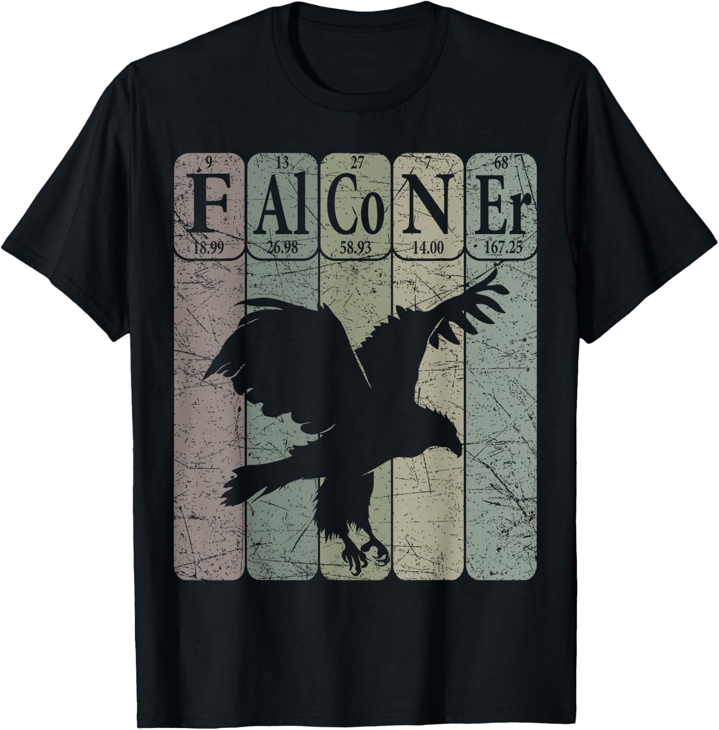 Falconer Periodic Table Elements Falconry Ornithology T-Shirt - T-Shirt | Black