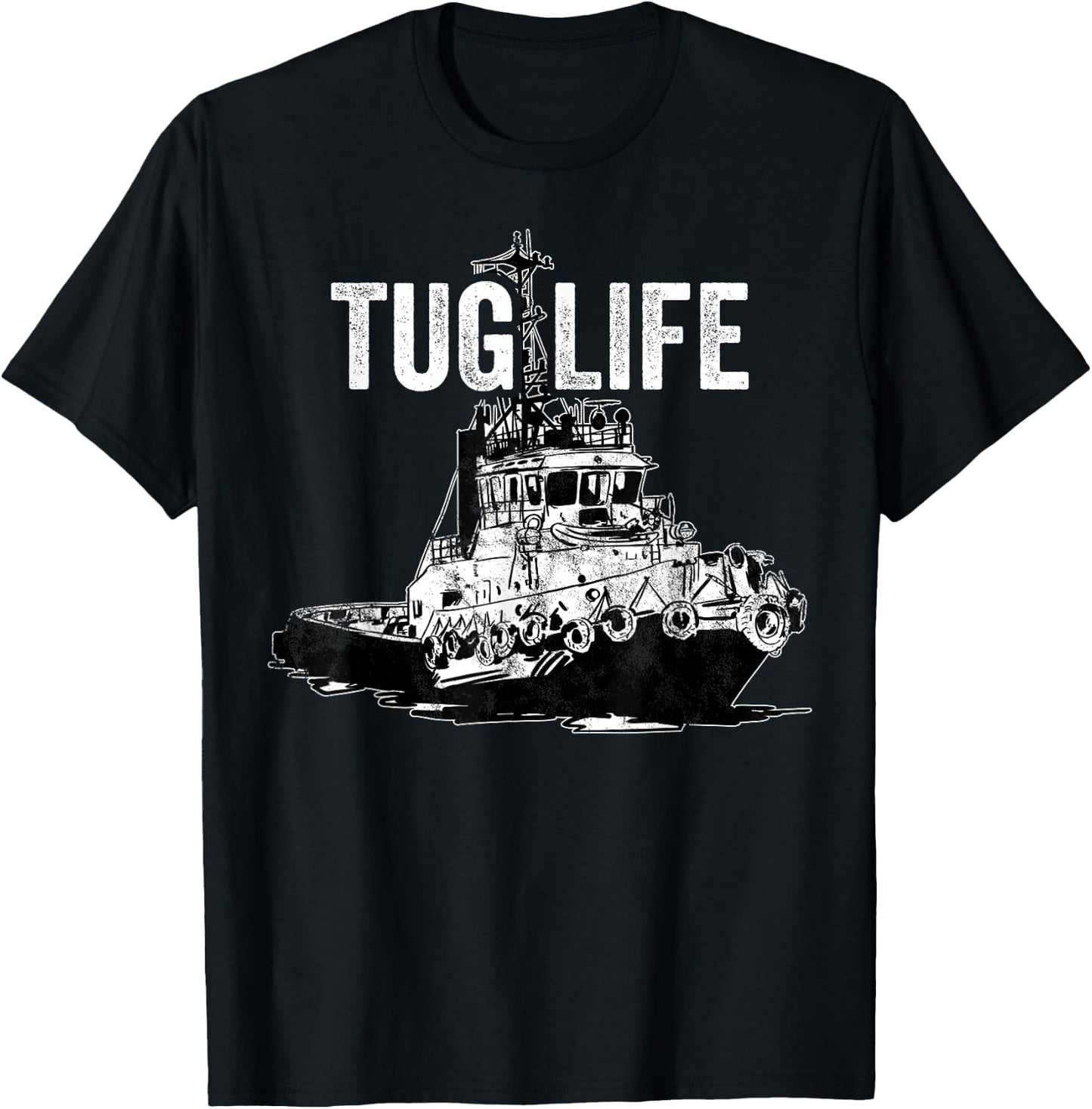 Retro Tugboat Captain Tug Boat T-Shirt - T-Shirt | Black