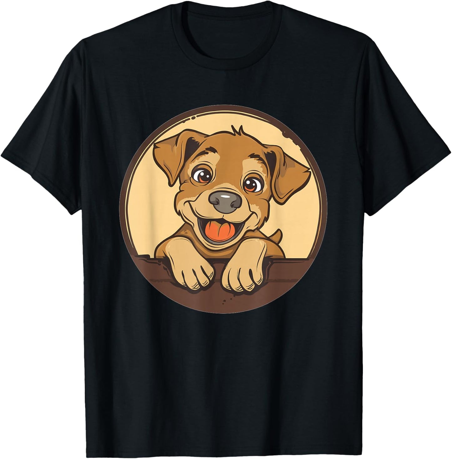 Cartoon Dog I Kids Dog T-Shirt - T-Shirt | Black