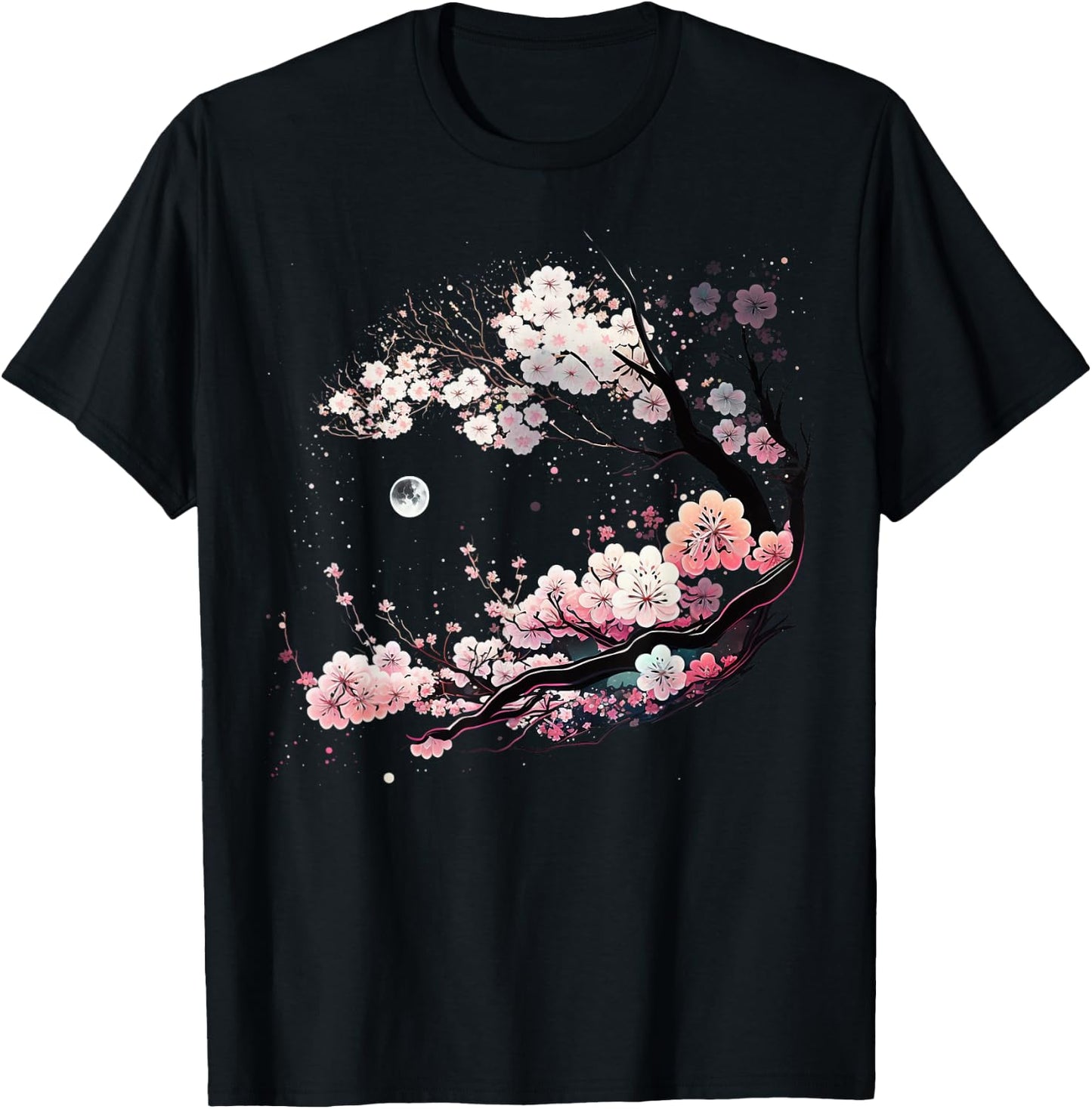 Japanese Sakura Garden Geisha Mount Fuji Cherry Blossom T-Shirt - T-Shirt | Black