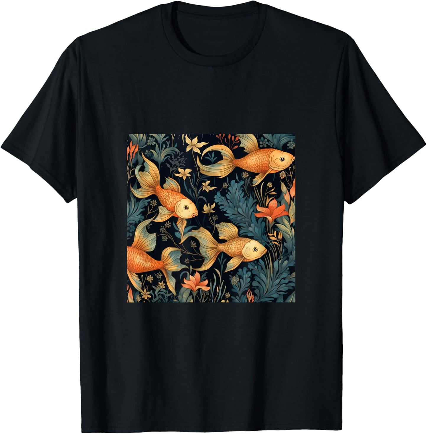 Goldfish Pattern T-Shirt - T-Shirt | Black