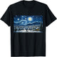 Snowy Winter Christmas Starry NIght Painting Art T-Shirt - T-Shirt | Black