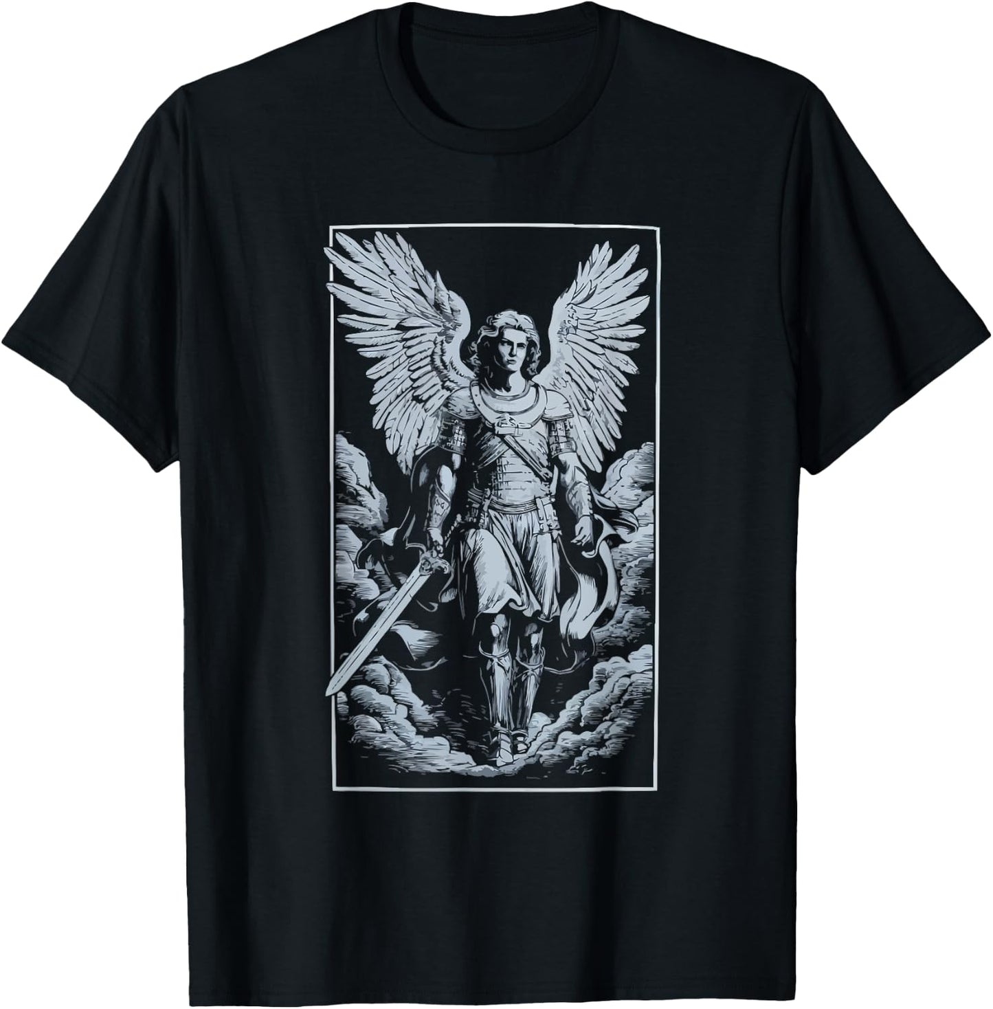 Archangel Catholic Religion Christianity Guardian Angel T-Shirt - T-Shirt | Black