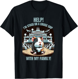 Help I'm Stuck On A Cruise Ship With My Family Matching Fun T-Shirt - T-Shirt | Black