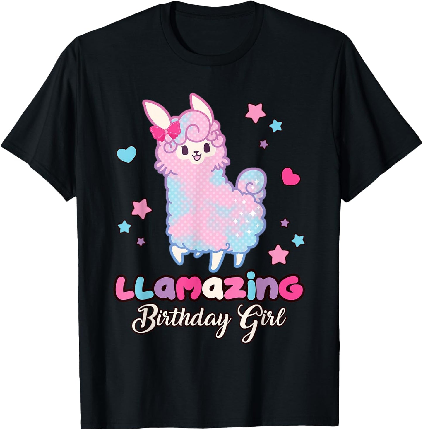 Llama Birthday Girl Llamazing Birthday Alpaca Llama Girl T-Shirt - T-Shirt | Black
