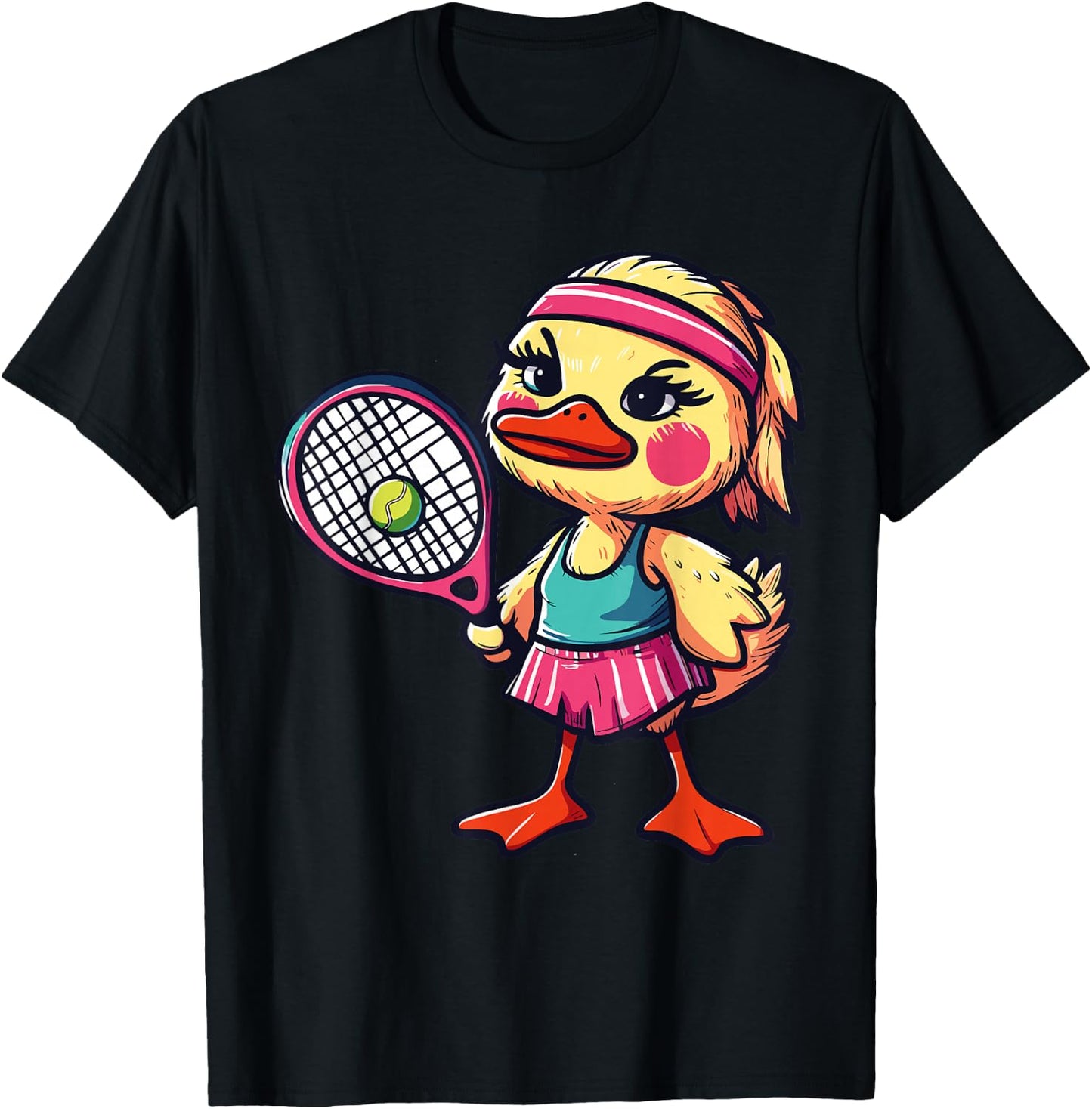 Duck Tennis Club Animals Sport Tournament Players T-Shirt - T-Shirt | Black