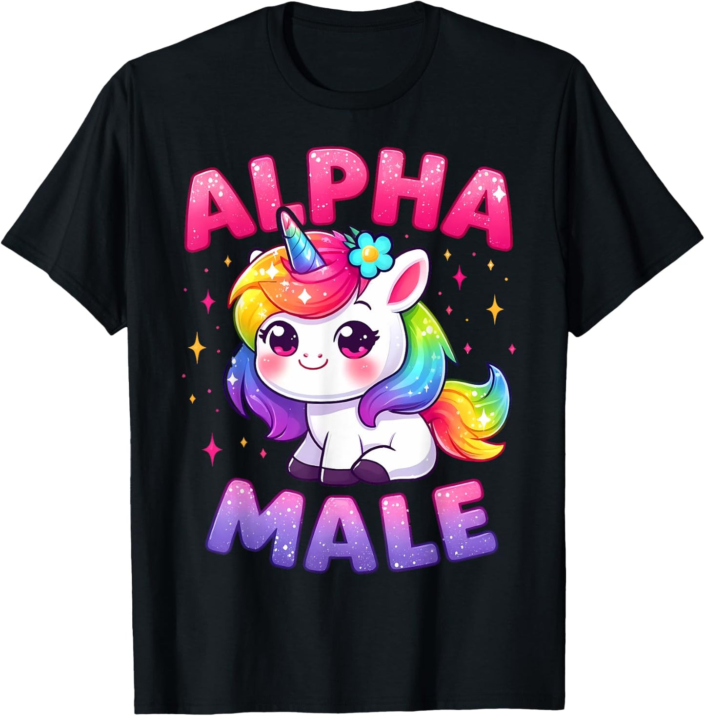 Funny Ironic Alpha Unicorn Sarcastic Girly Sparkle Rainbow T-Shirt - T-Shirt | Black