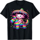 Axolotl Riding Pinata Cinco de Mayo Sombrero Poncho Funny T-Shirt - T-Shirt | Black