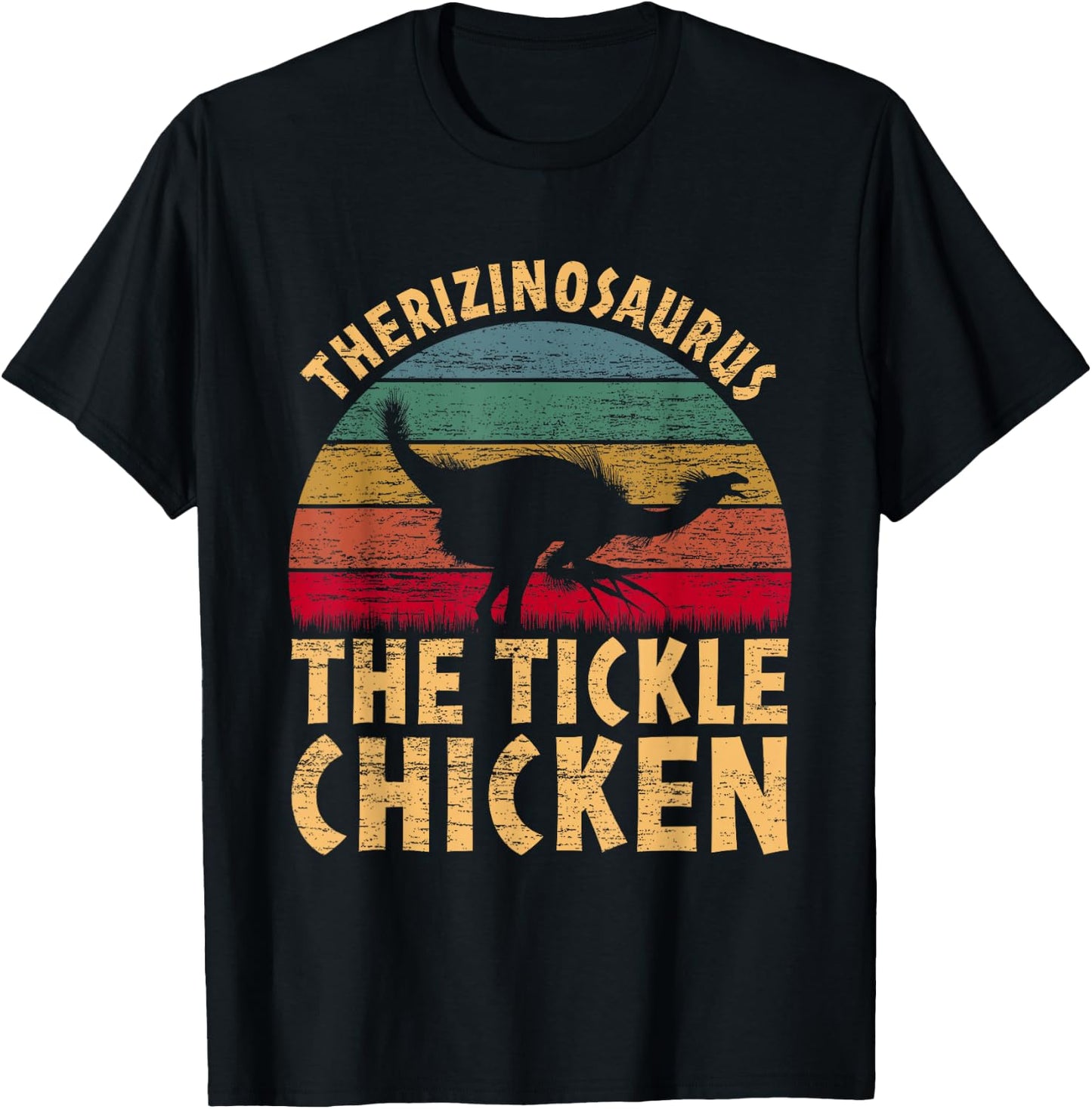 Therizinosaurus The Tickle Chicken - Funny Dinosaur Vintage T-Shirt - T-Shirt | Black