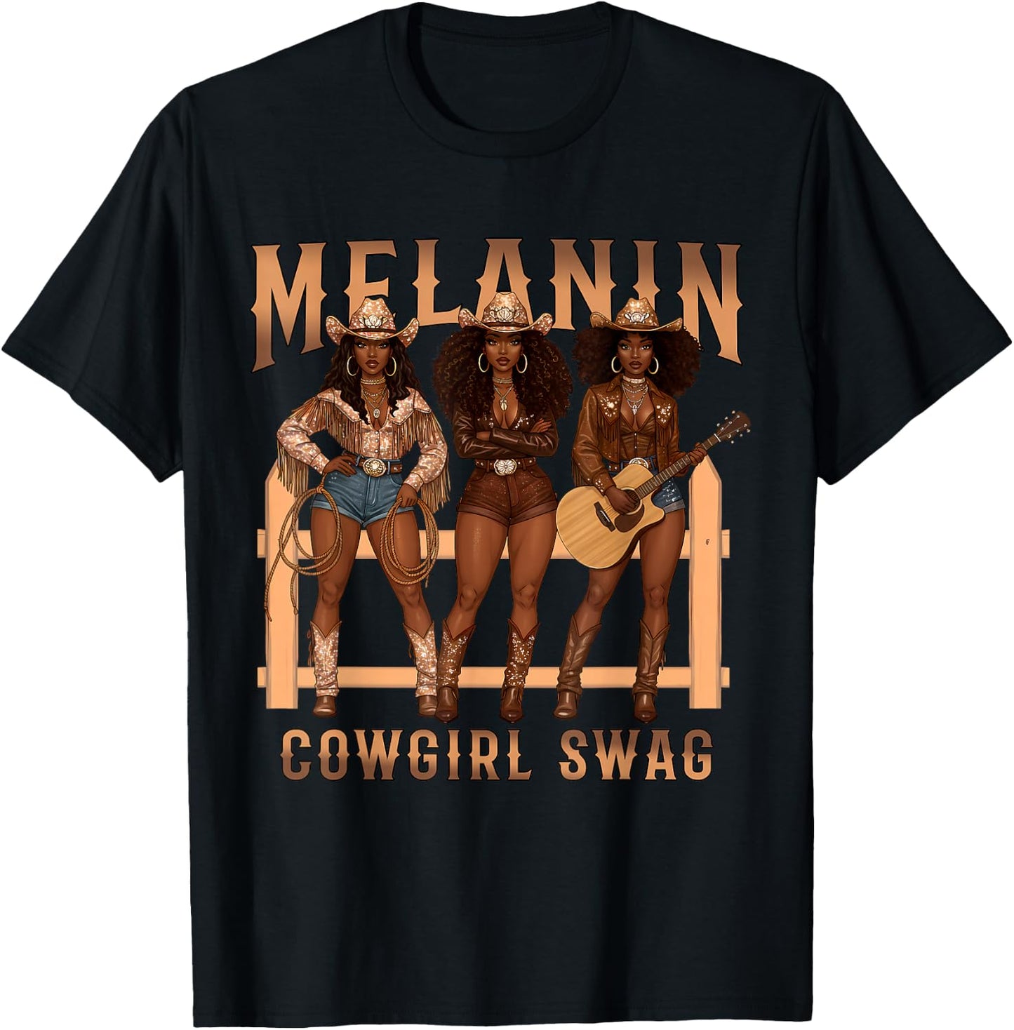 Melanin Cowgirl Swag Black History Month African Girls Women T-Shirt - T-Shirt | Black