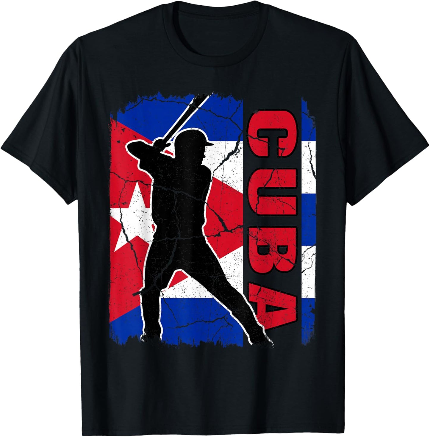 Cuban Baseball Player Cuba Flag Baseball Fans T-Shirt - T-Shirt | Black