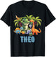THEO Dinosaur Personalized Custom First Name Toddler Boy T-Shirt - T-Shirt | Black