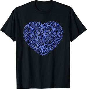 Colorectal Colon Cancer Awareness Blue Ribbon Heart T-Shirt - T-Shirt | Black