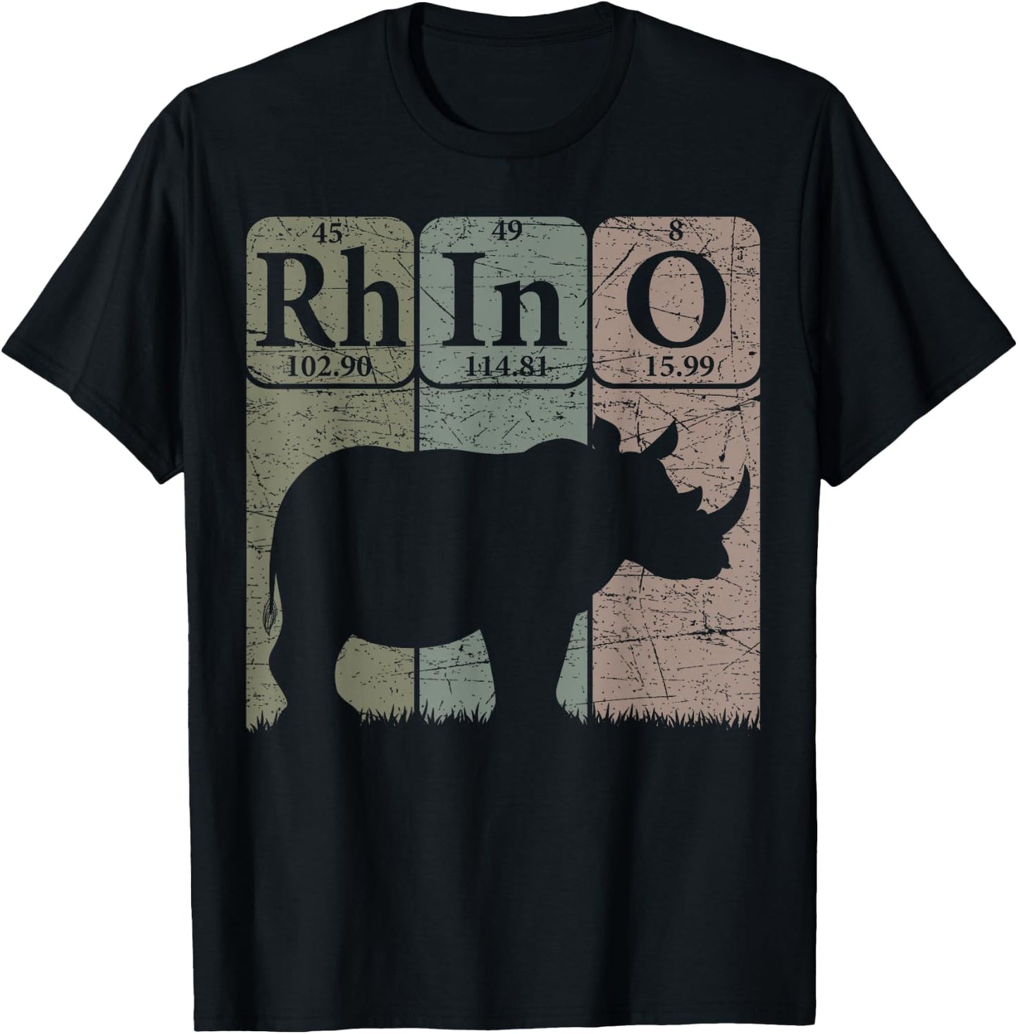 Rhino Periodic Table Elements Rhino Lover Rhinoceros Retro T-Shirt - T-Shirt | Black