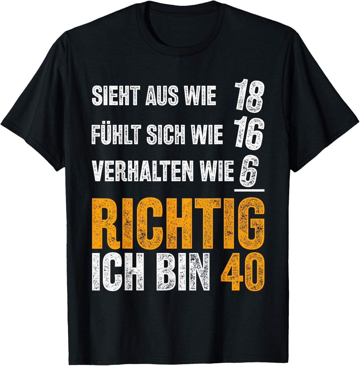Vintage 40 Man Funny Gift 40th Birthday , black T-Shirt - T-Shirt | Black