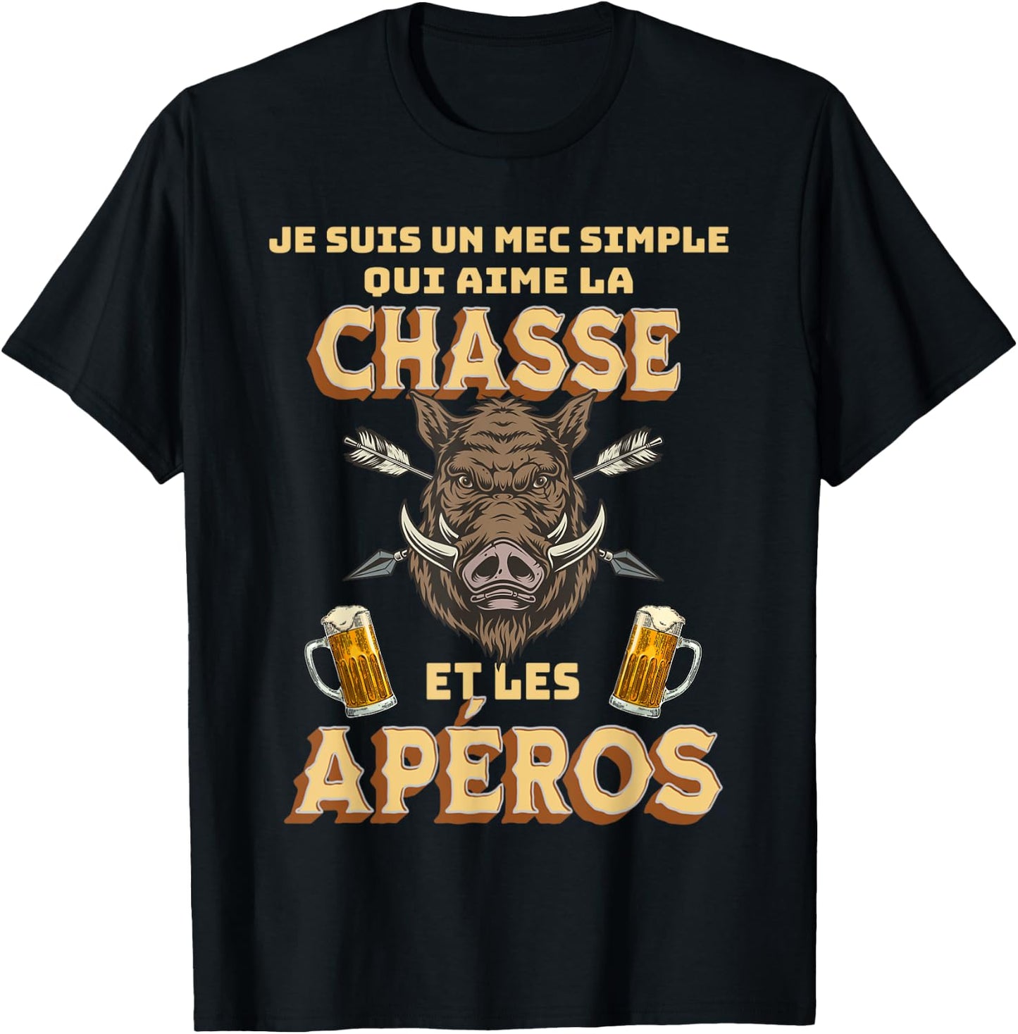 I Love Hunting And Aperitif Gift Hunter , Black, S T-Shirt - T-Shirt | Black