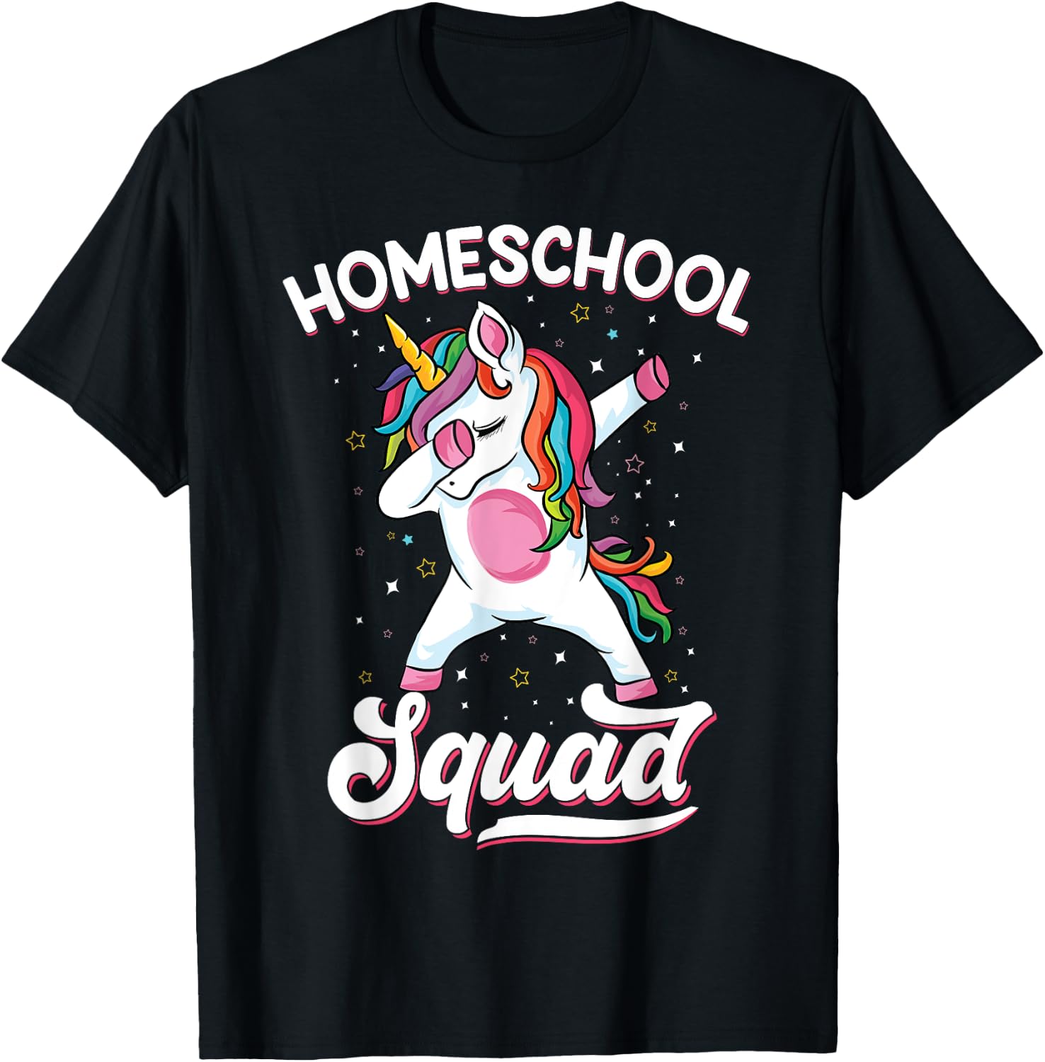 Magical cute Dabbing unicorn First Day Of School Homeschool T-Shirt - T-Shirt | Black