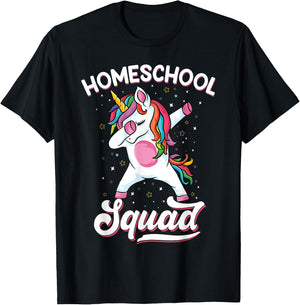 Magical cute Dabbing unicorn First Day Of School Homeschool T-Shirt - T-Shirt | Black