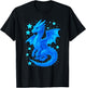 Mystical Blue Dragon Celestial Fantasy Illustration Cute Art T-Shirt - T-Shirt | Black