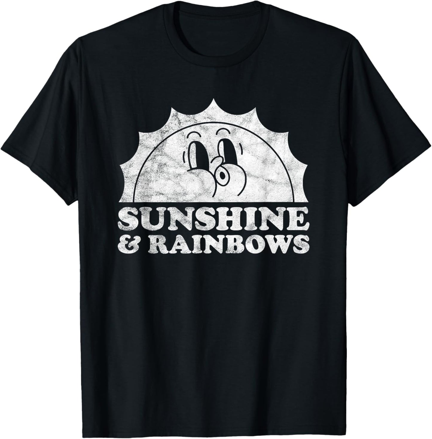 Sunshine and Rainbows Retro Vintage Sun Rainbow Women Kids T-Shirt - T-Shirt | Black