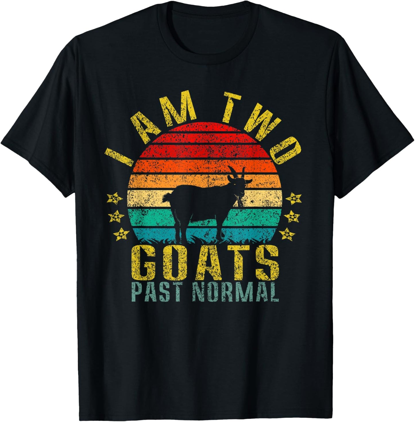 I Am Two Goats Past Normal Funny Retro T-Shirt - T-Shirt | Black