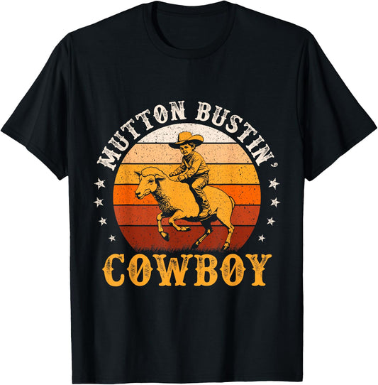 Mutton Busting Cowboy Rodeo Sheep Riding Mutton Buster Youth T-Shirt - T-Shirt | Black