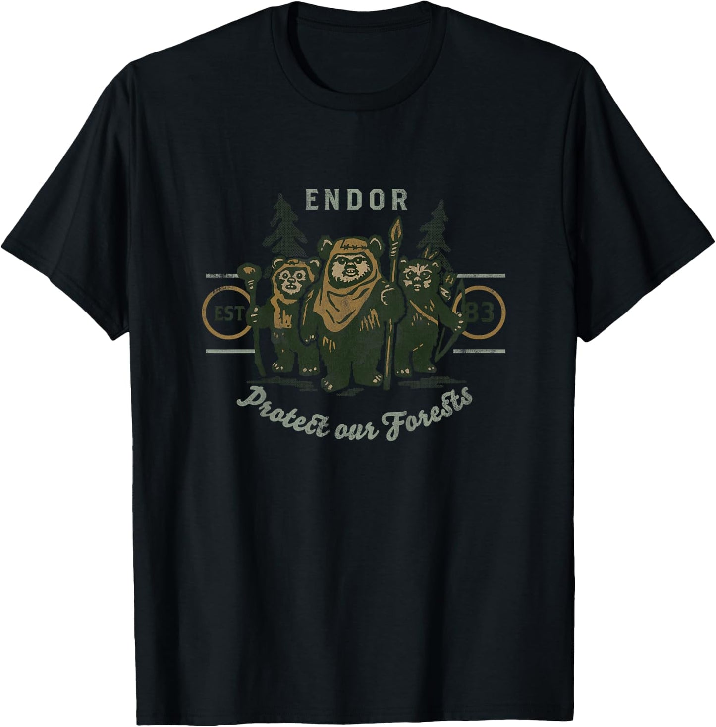Kids Star Wars Ewok Endor Protect Our Forests T-Shirt - T-Shirt | Black