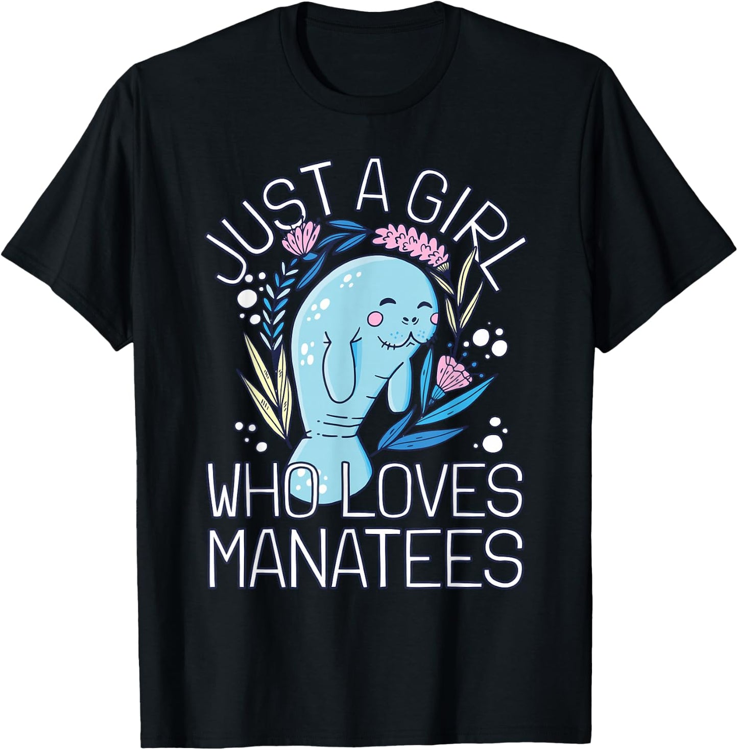 Girl Manatee I Woman Loves Manatee I Cute Manatee T-Shirt - T-Shirt | Black