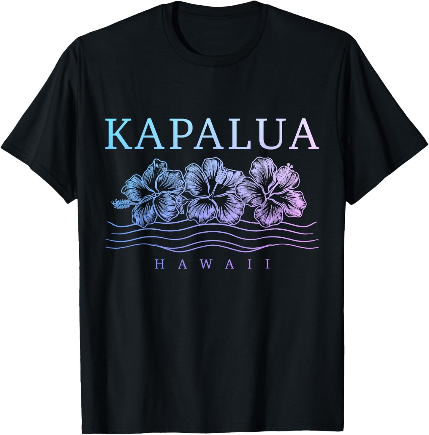 Kapalua Hawaii Hawaiian Hibiscus Flowers Surfer Souvenir T-Shirt - T-Shirt | Black