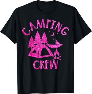 Camping Crew Camper Girly Pink T-Shirt - T-Shirt | Black