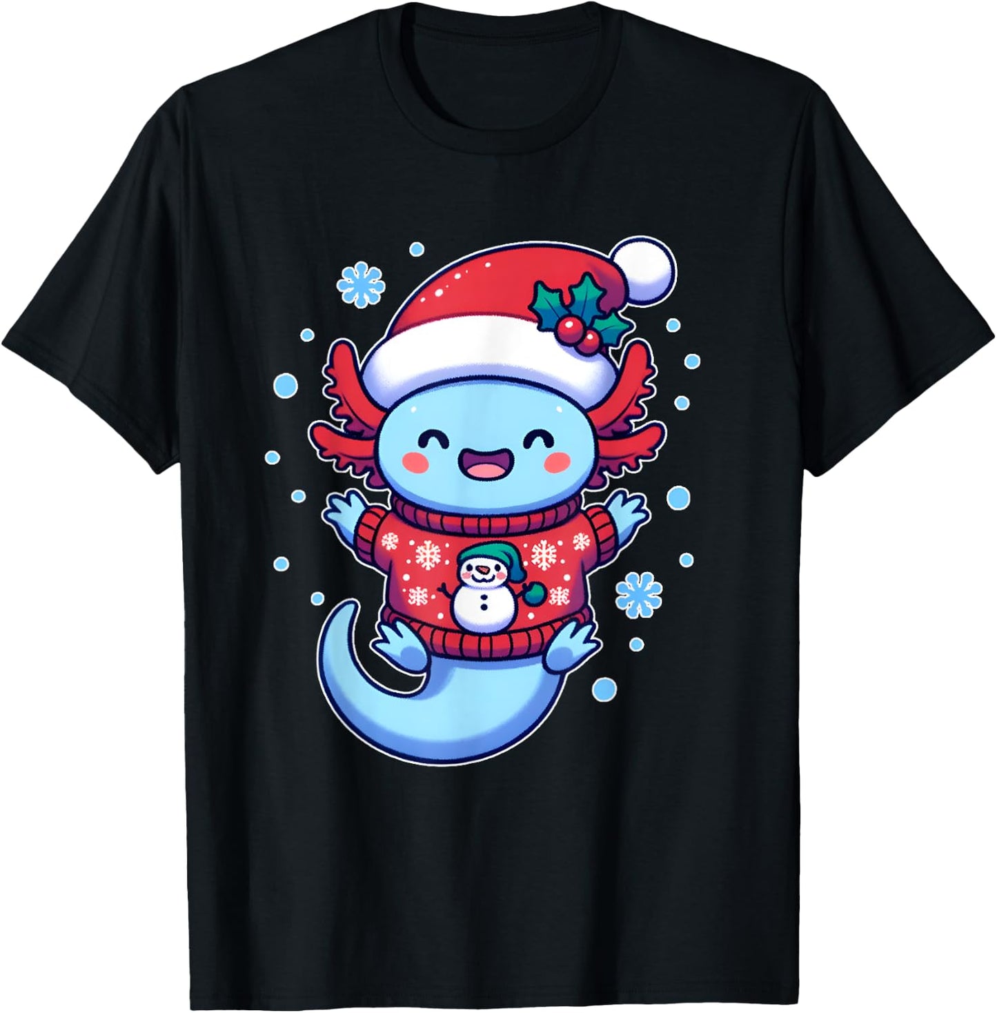 Santa axolotl Funny cute xmas funny christmas T-Shirt - T-Shirt | Black