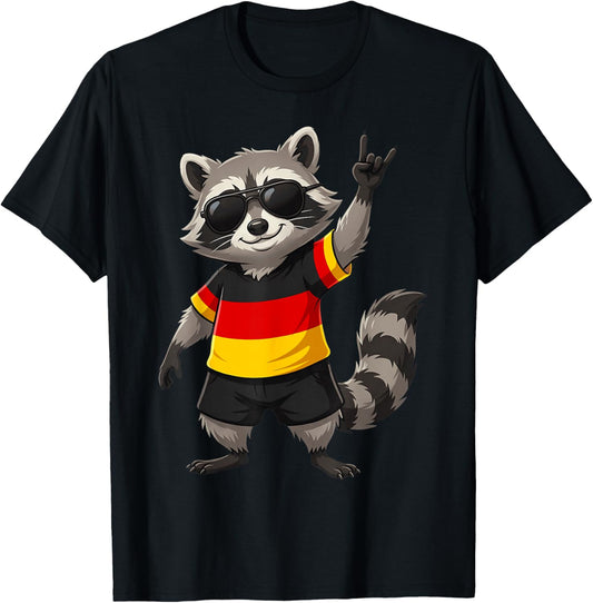 Deutschland Flagge Waschbär T-Shirt - T-Shirt | Black