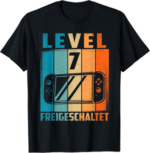 7. Geburtstag Freigeschaltet Jungen 7 Jahre Zocken Gamer T-Shirt - T-Shirt | Black