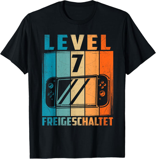 7. Geburtstag Freigeschaltet Jungen 7 Jahre Zocken Gamer T-Shirt - T-Shirt | Black
