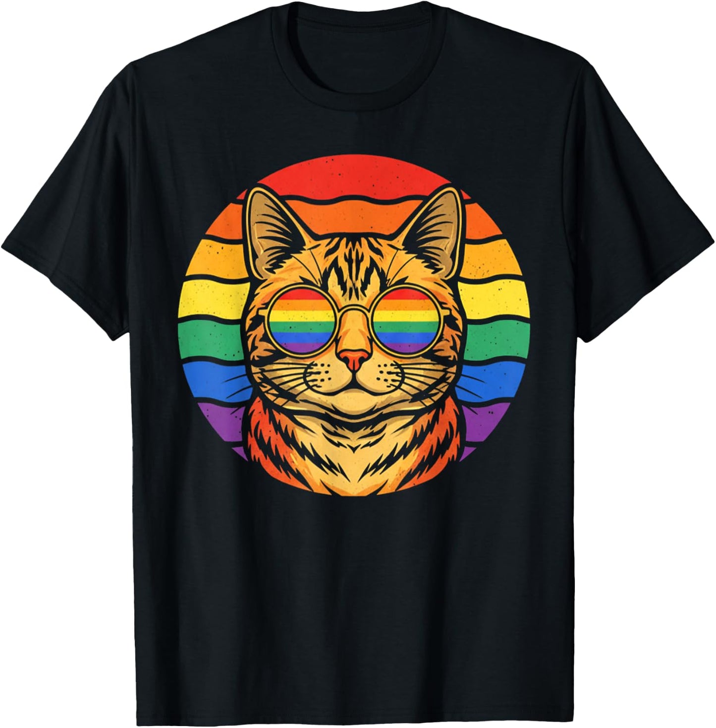 LGBTQ Ally Cat Pride Support Rainbow Color T-Shirt - T-Shirt | Black