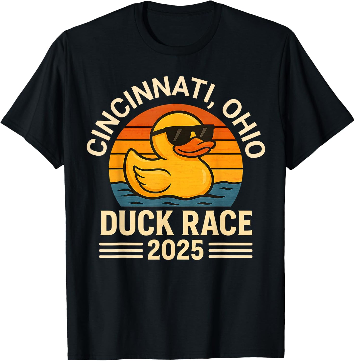 Cincinnati Ohio Duck Race 2025 Rubber Ducky Derby Vintage T-Shirt - T-Shirt | Black