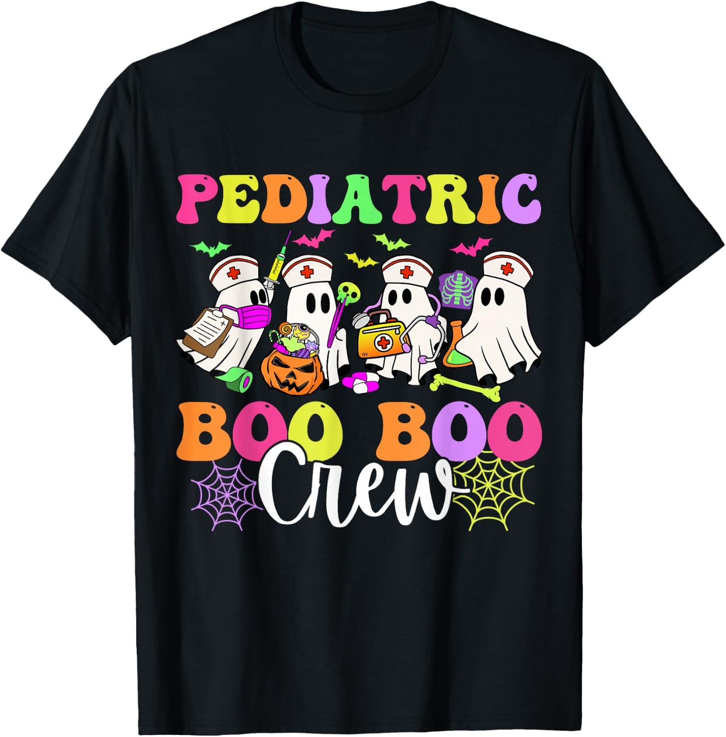 Pediatric Nurse Boo-Boo Crew Ghost Nurse Halloween Costume T-Shirt - T-Shirt | Black