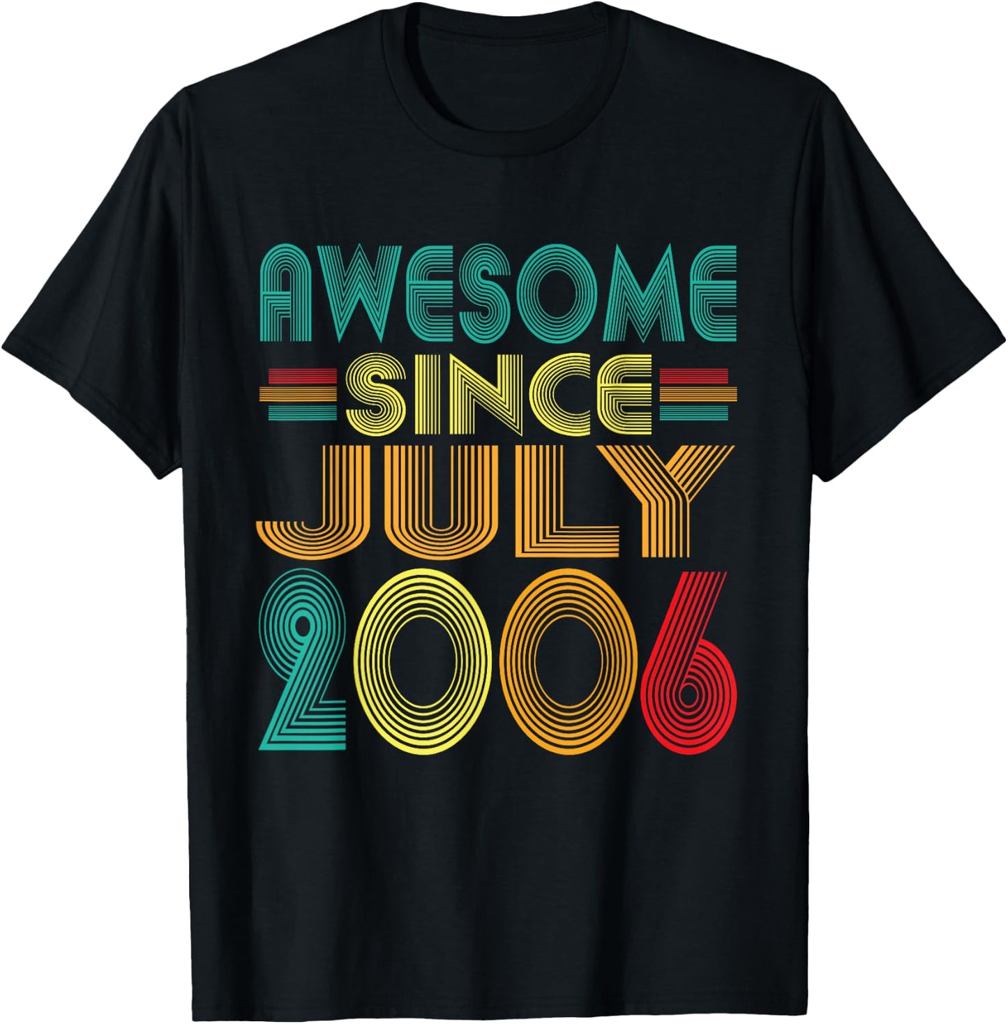 Awesome Since July 2006 Years 20th Bday Funny Vintage T-Shirt - T-Shirt | Black