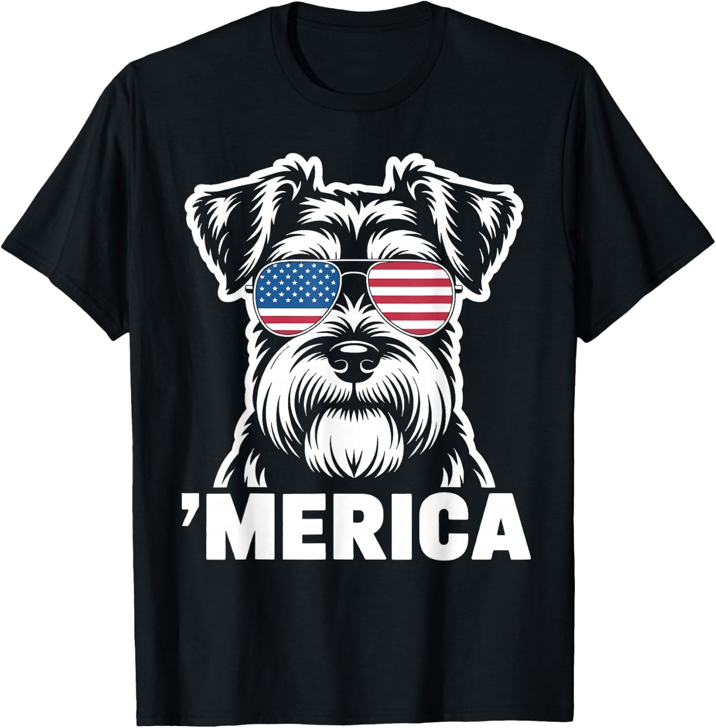 Patriotic USA American Flag 4th of July Schnauzer T-Shirt - T-Shirt | Black