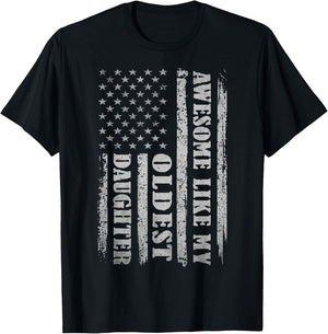 Awesome Like My Oldest Daughter Gifts Men Funny for Dad USA T-Shirt - T-Shirt | Black
