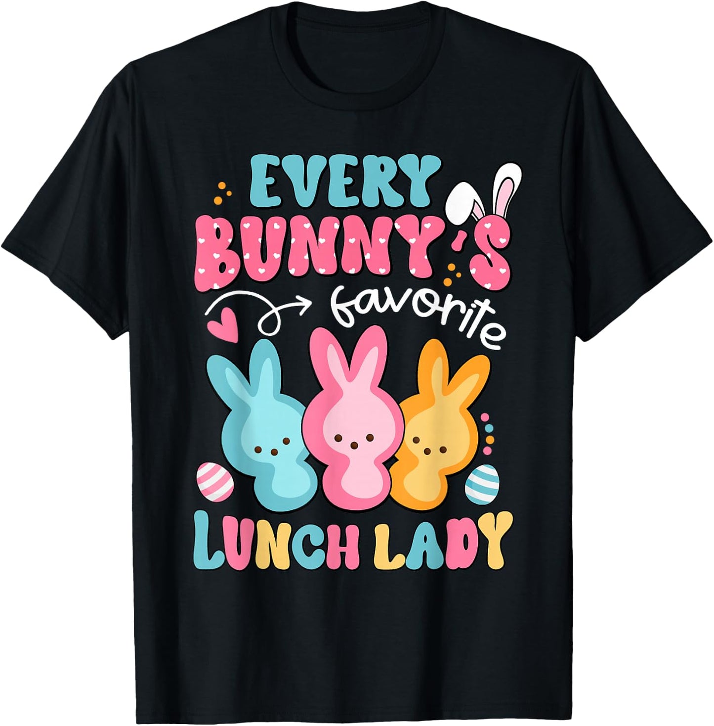 Funny Lunch Lady Easter Happy Easter Day Cafeteria Bunny T-Shirt - T-Shirt | Black