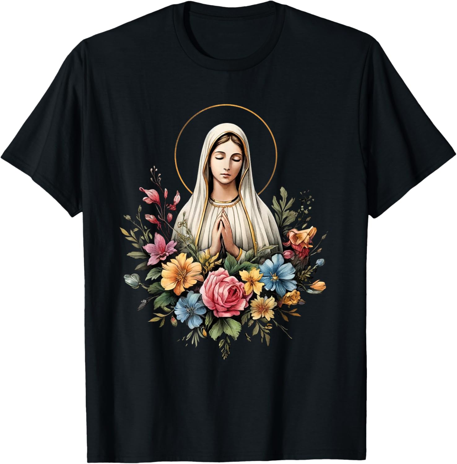 Our Lady of Fatima Mother Mary Saint Mary Mighty Symbol , blue T-Shirt - T-Shirt | Black