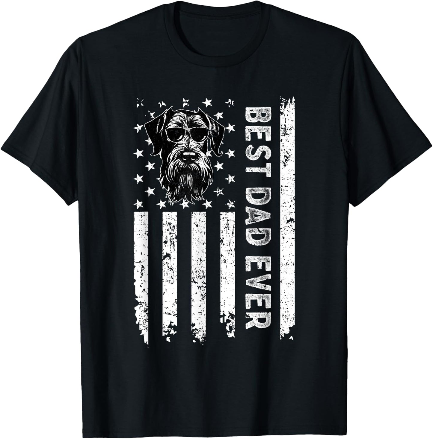 Best Giant Schnauzer Dog Dad Ever Fathers Day USA Flag T-Shirt - T-Shirt | Black
