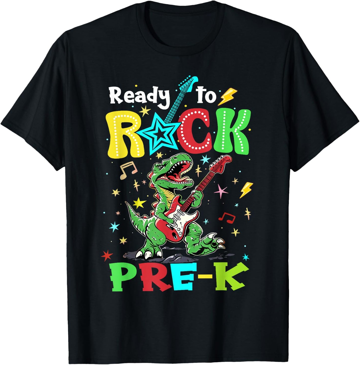 Ready To Rock Pre K Dinosaur 1st Day Of Prek School Boys T-Shirt - T-Shirt | Black