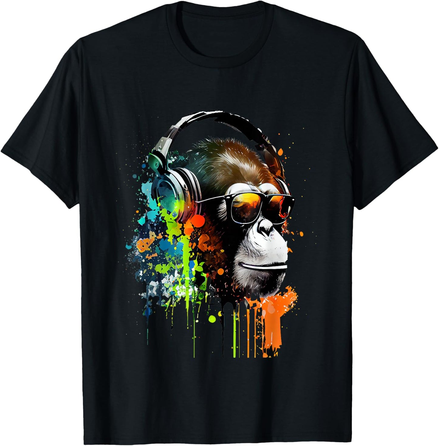 DJ Monkey Affen mit Sonnenbrille T-Shirt - T-Shirt | Black