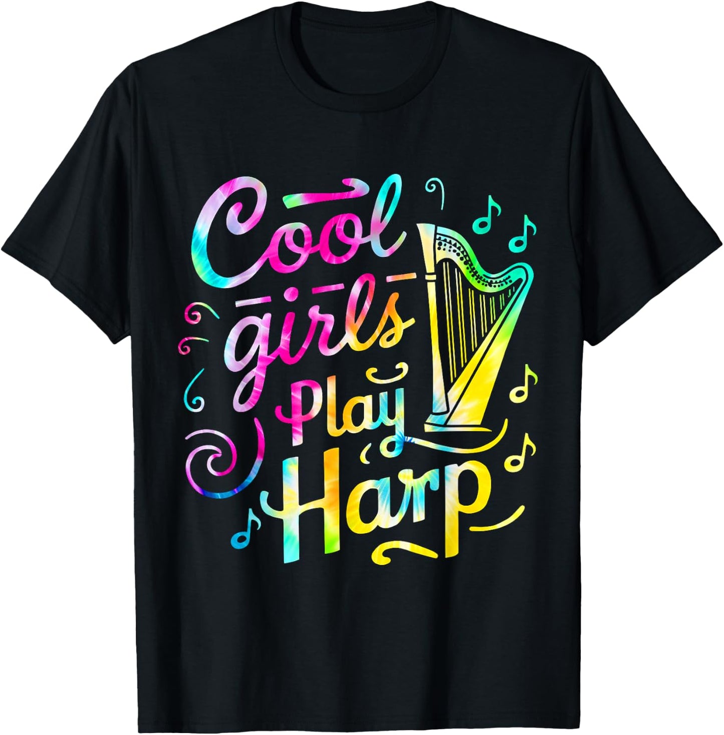 Cool Girls Play Harp , Black, S T-Shirt - T-Shirt | Black