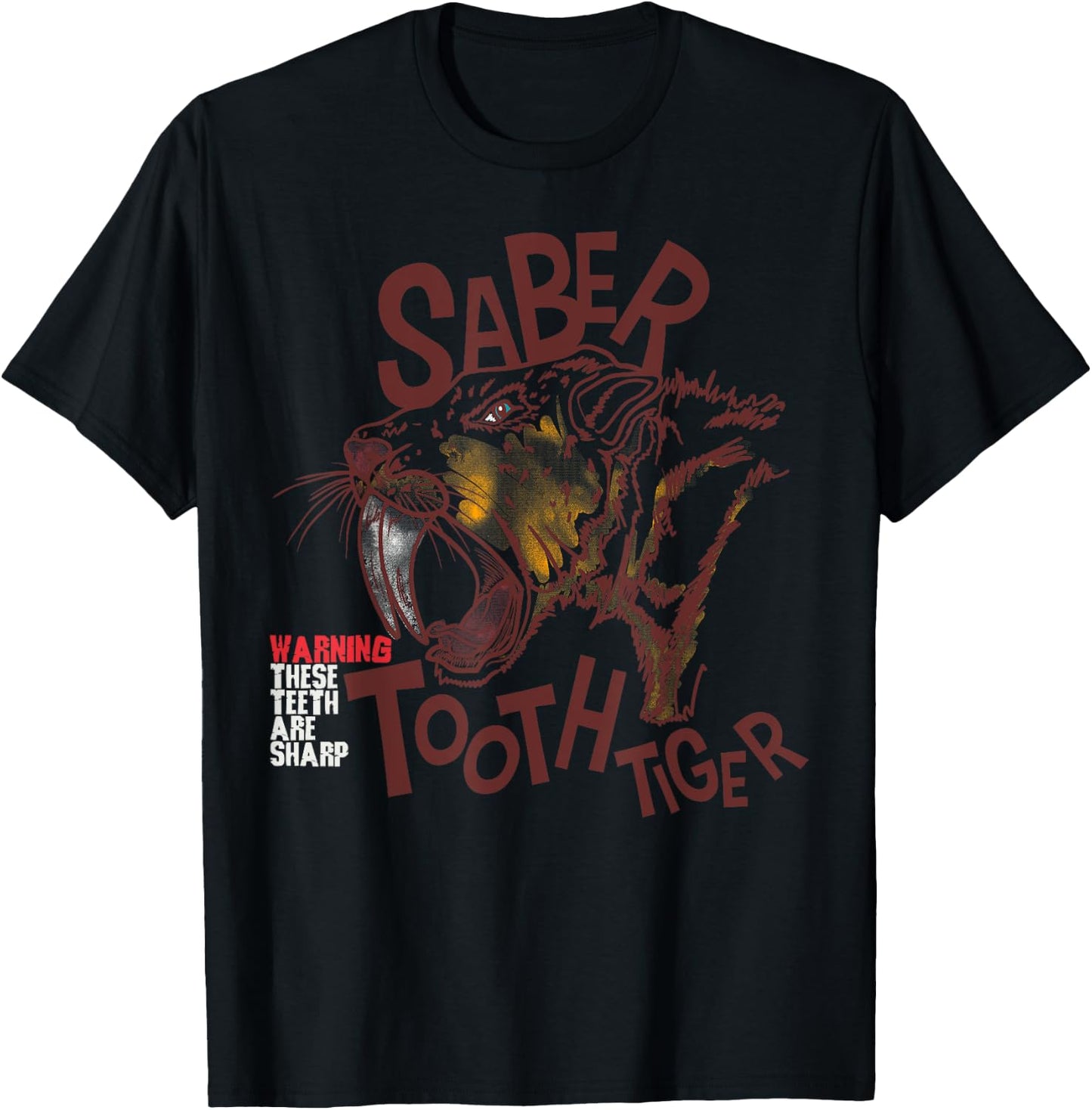 Saber-toothed tiger extinct predatory cat funny saying child Women Girls Kids T-Shirt - T-Shirt | Black