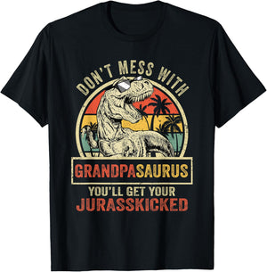 Dont Mess With Grandpasaurus Youll Get Jurasskicked Vintage T-Shirt - T-Shirt | Black